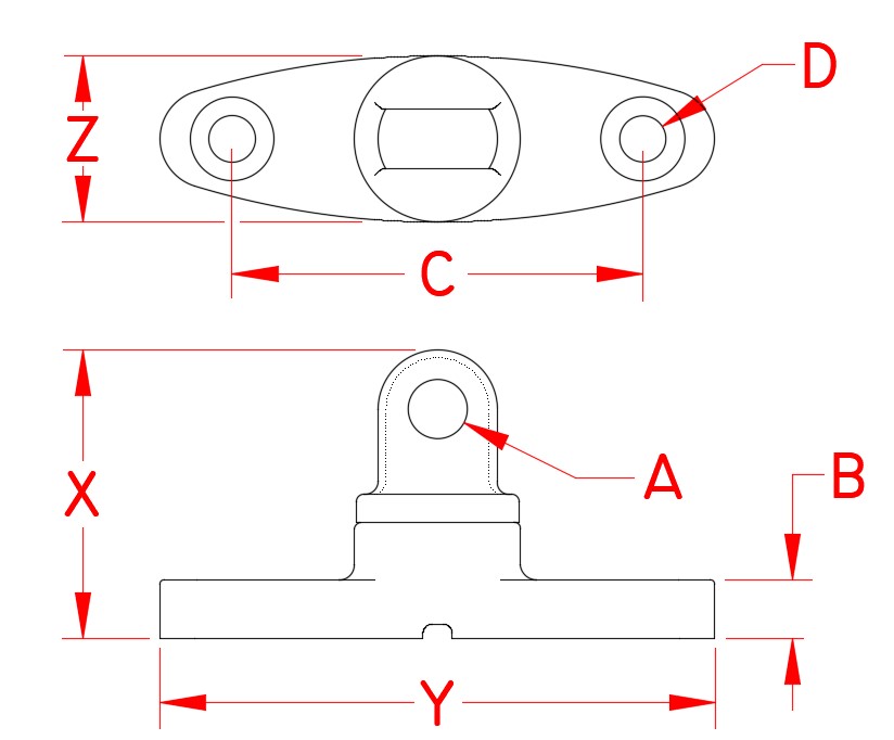 Stainless Steel Anchor Swivel Eye, S3701-0002, Line Drawing